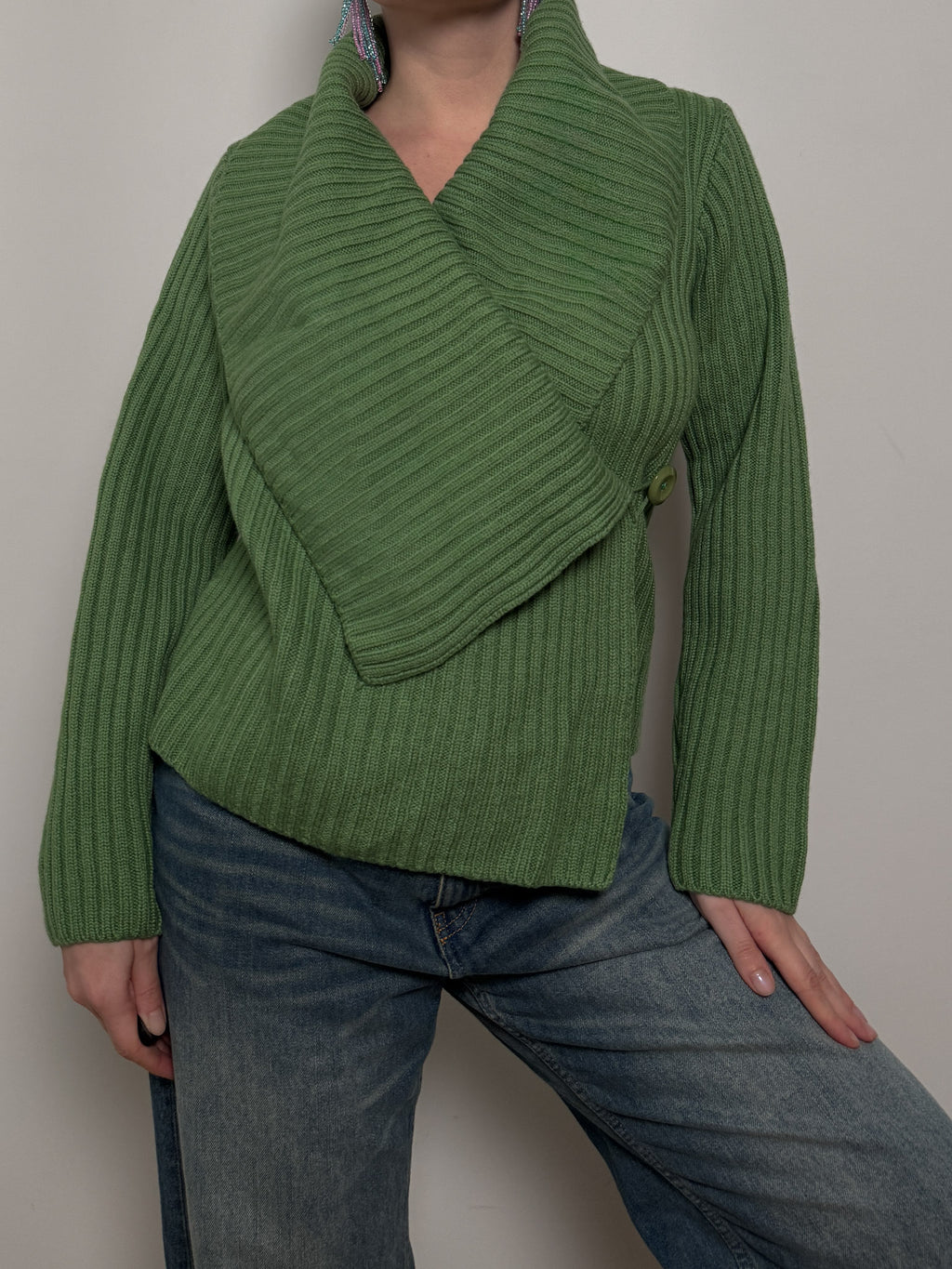 Pure wool green cardigan