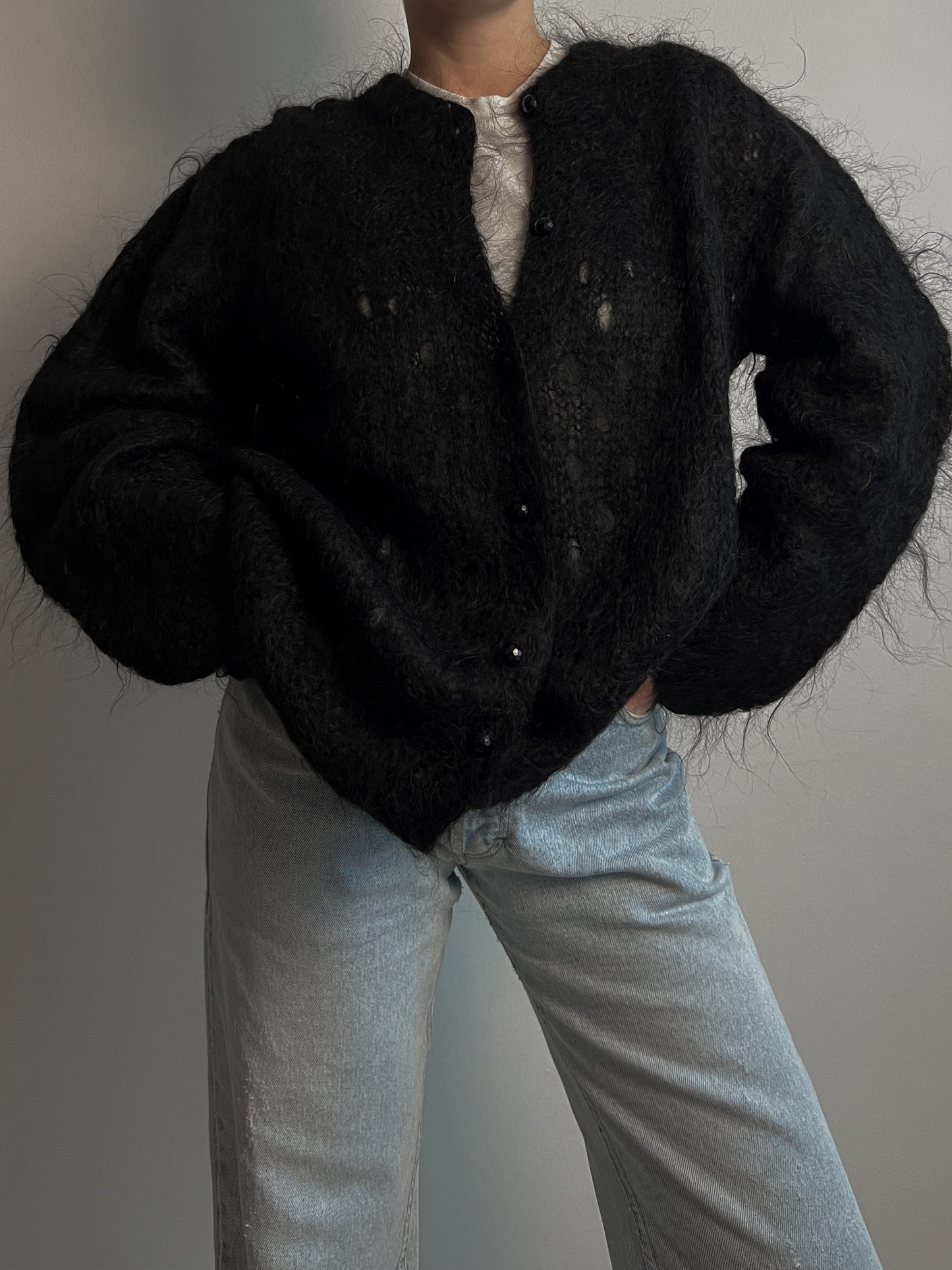 Mohair black cardigan