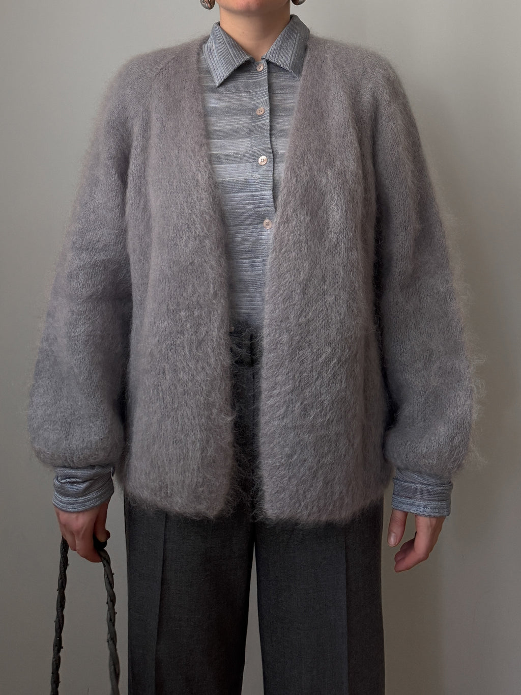 Kid mohair grey cardigan