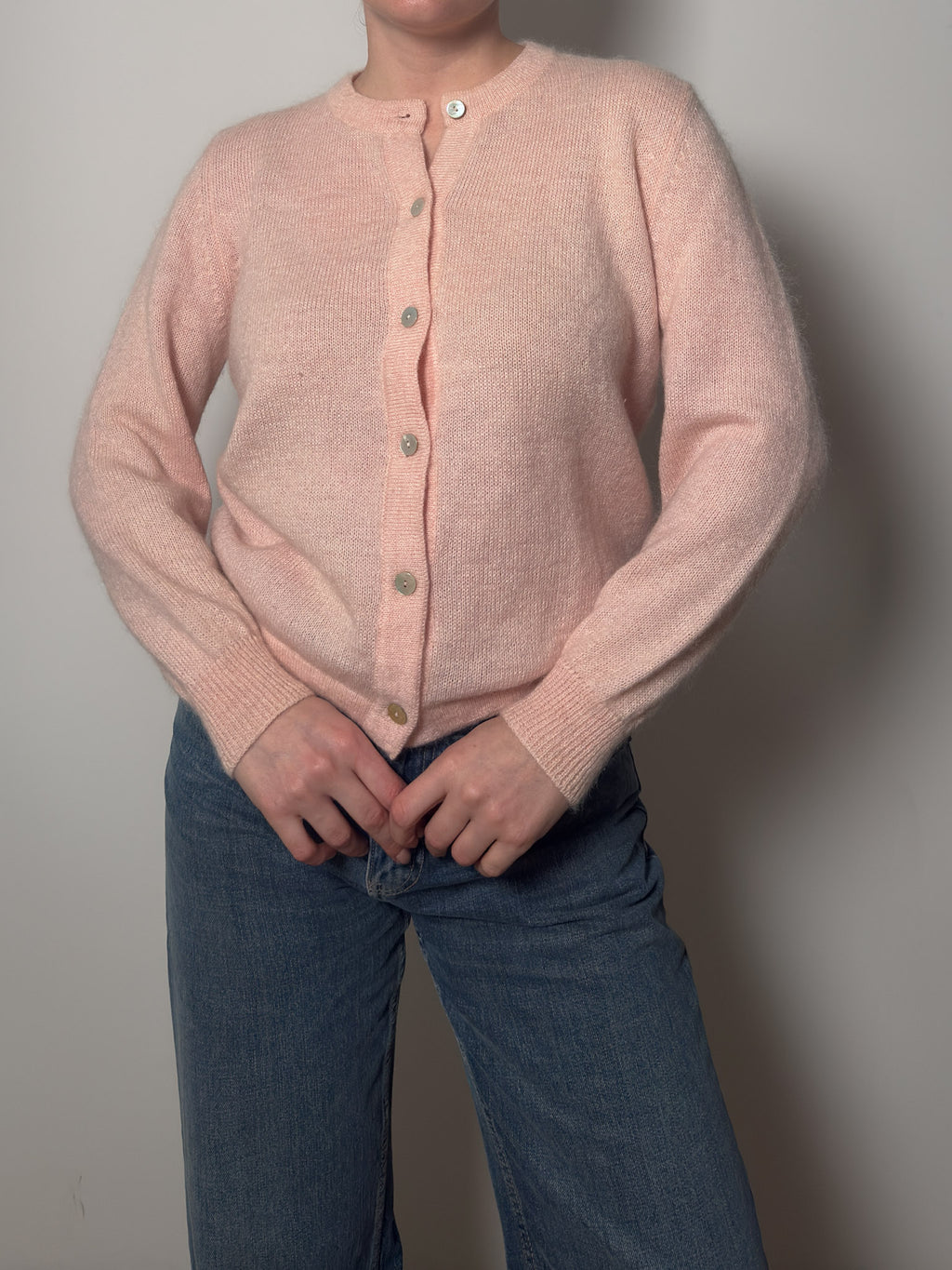 Pure wool pink cardigan