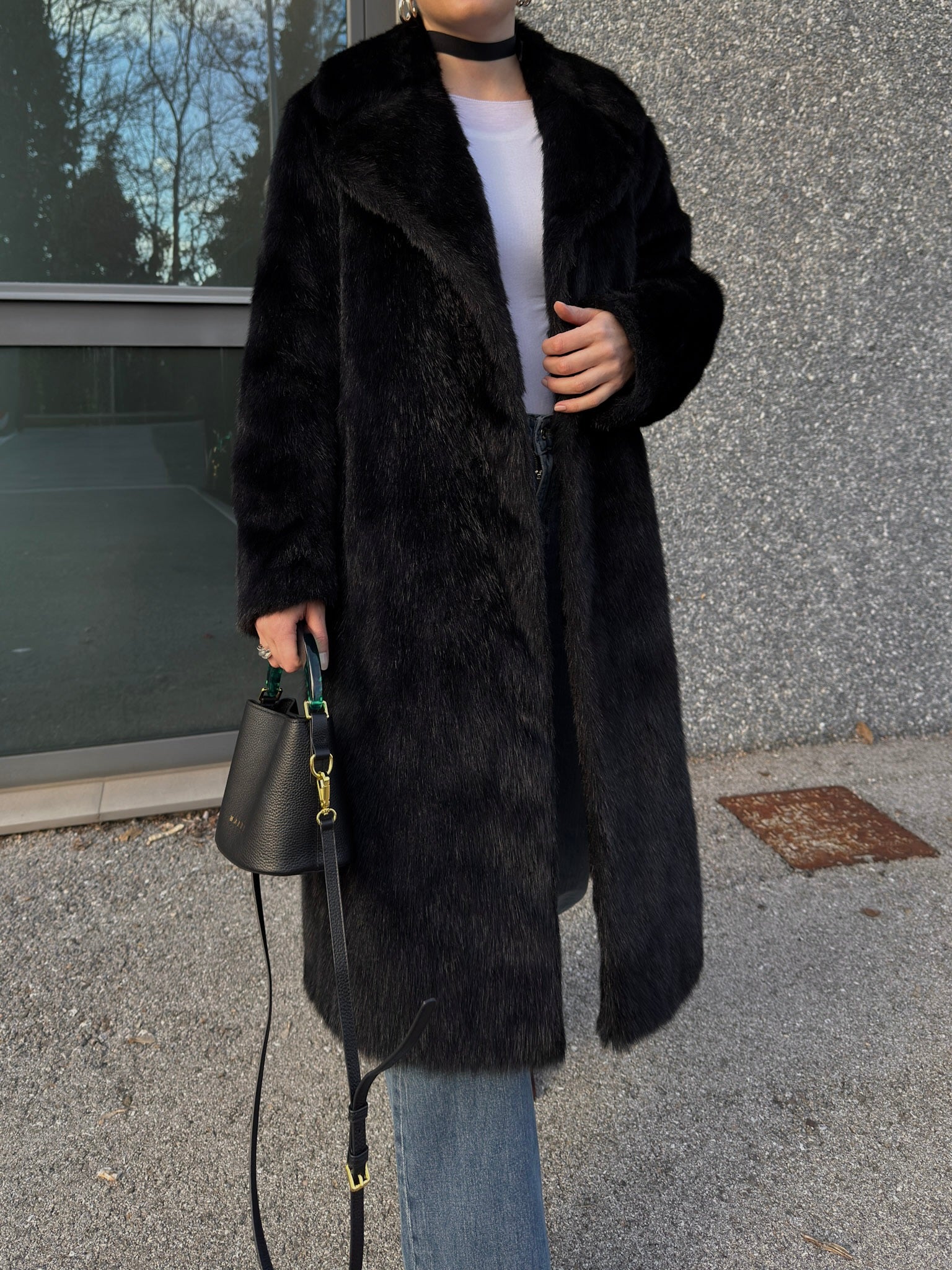 Fur black coat
