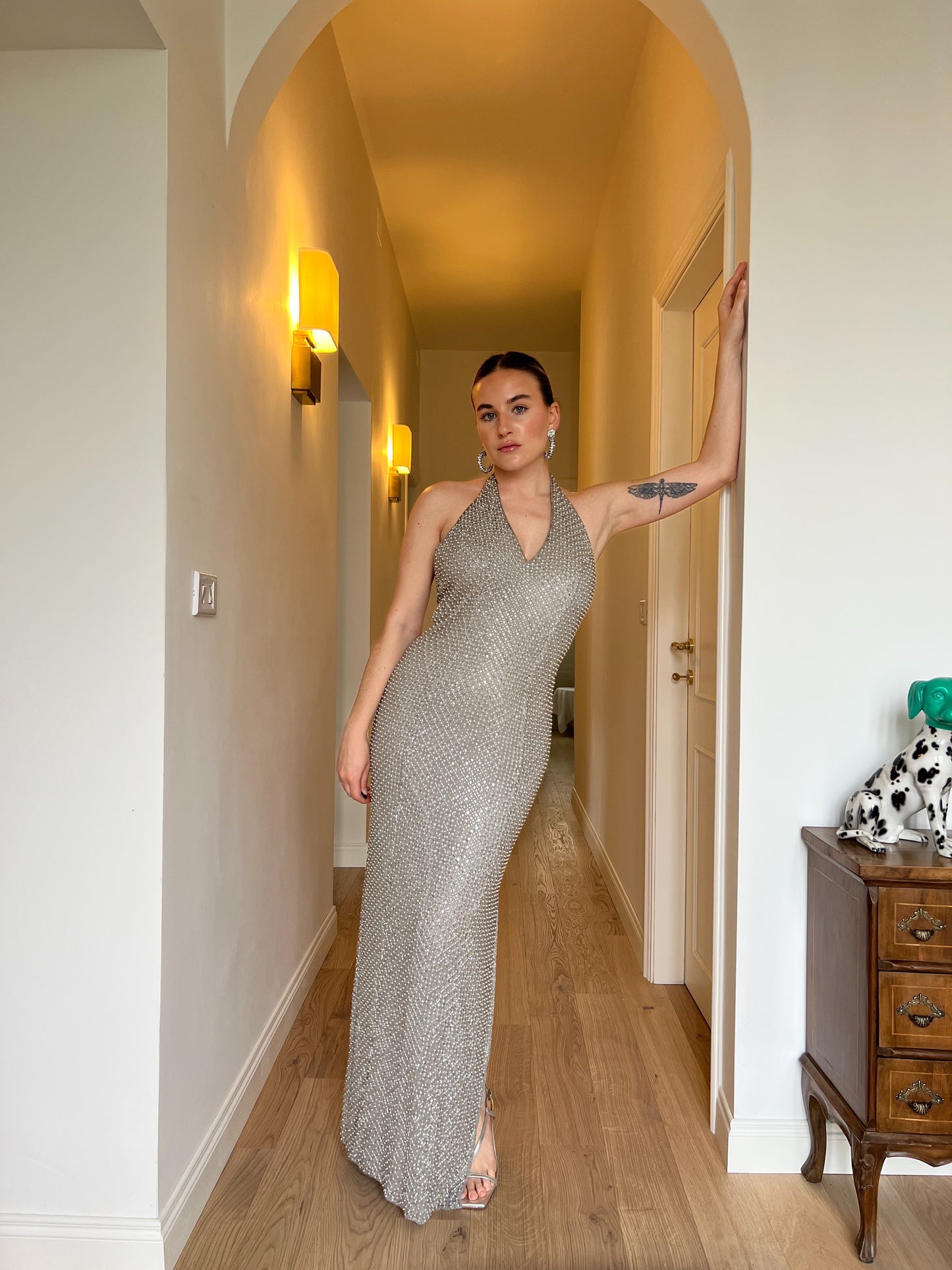 Tailored silver long dress