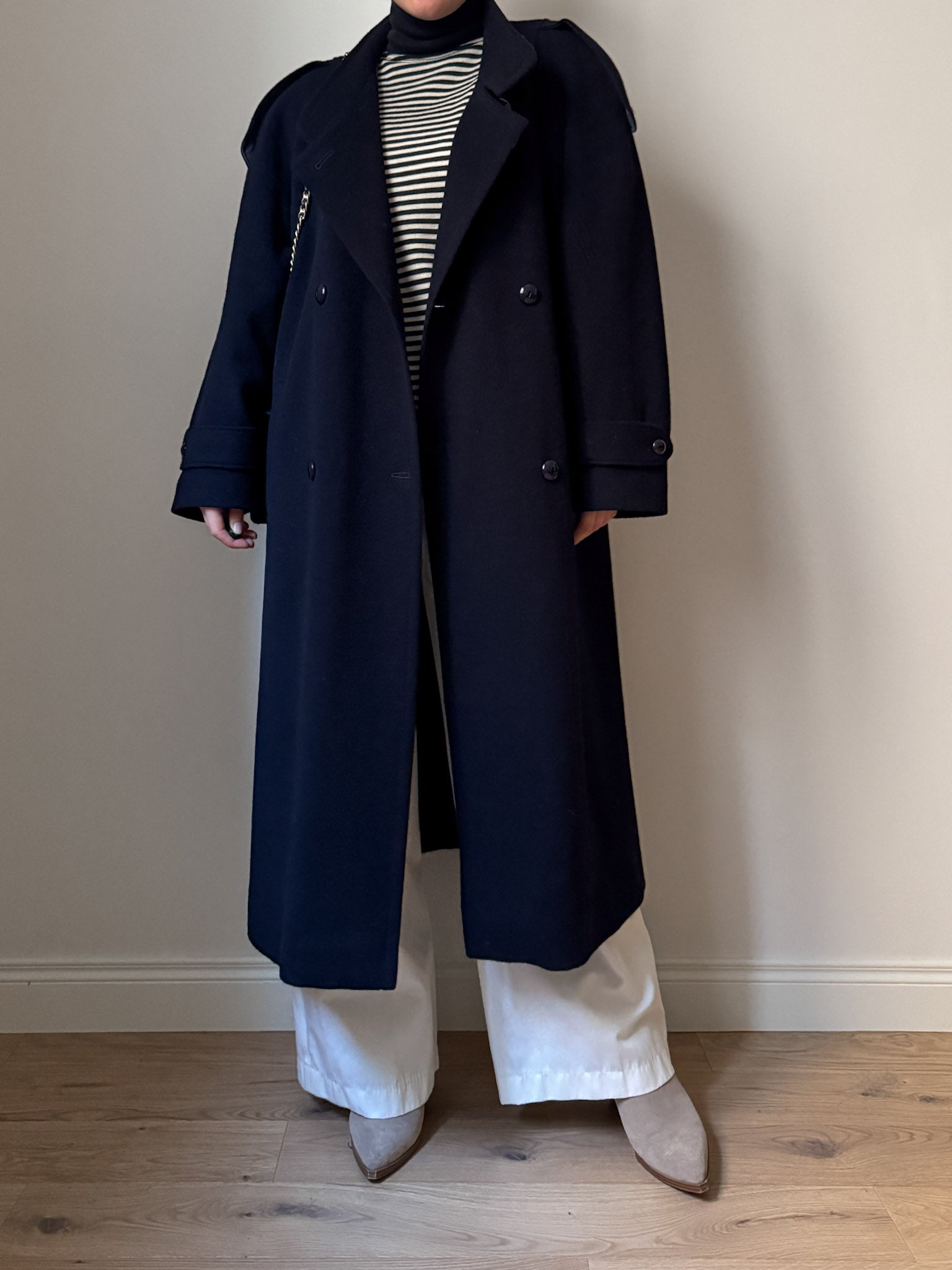 Wool and lambswool blue coat
