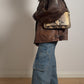 Real leather distressed jacket