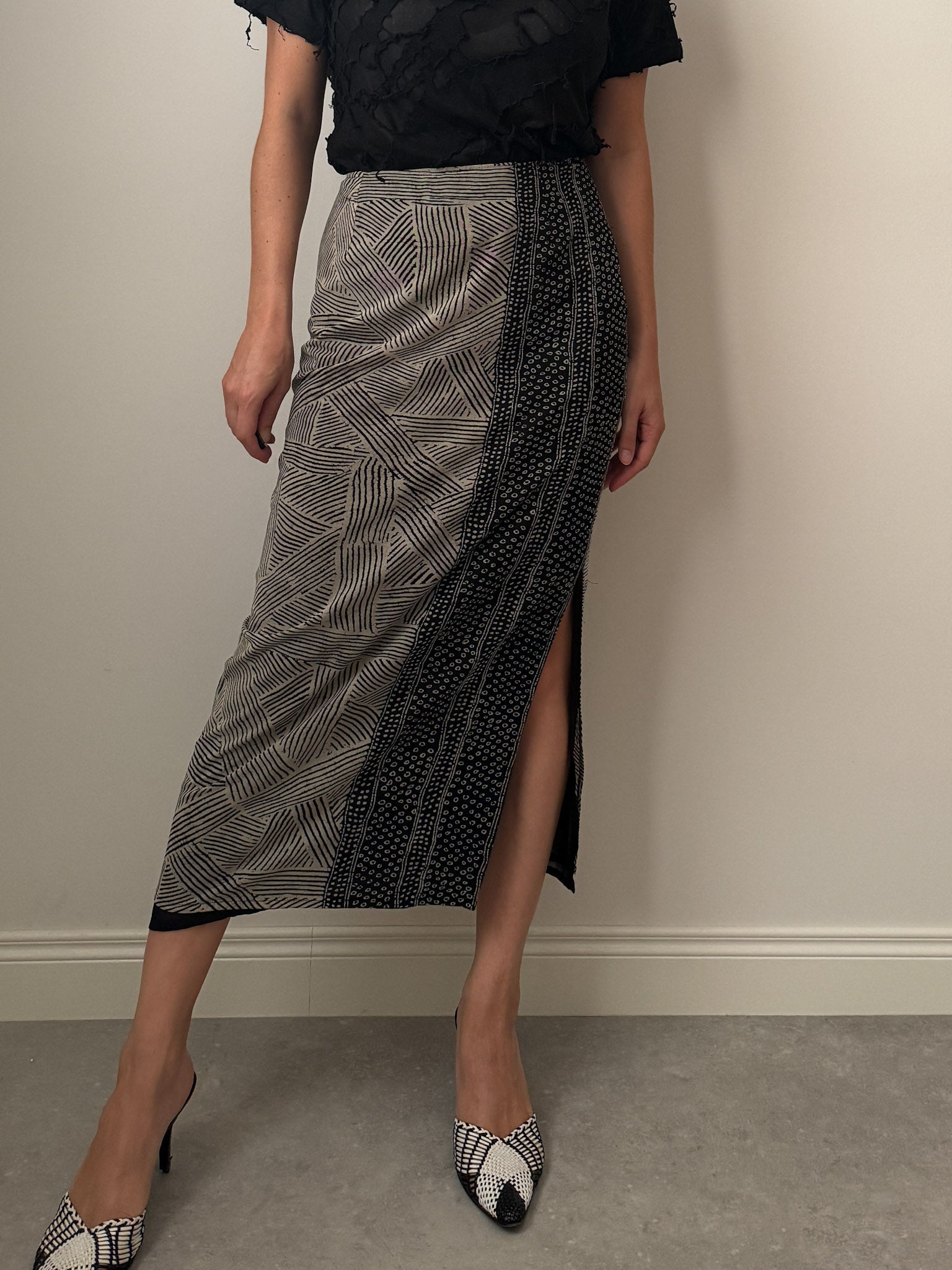 Mesh midi skirt