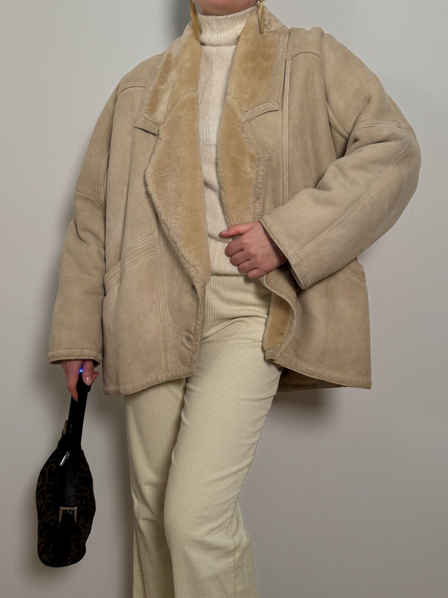 Real shearling cream jacket