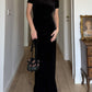 Pure velvet black long dress
