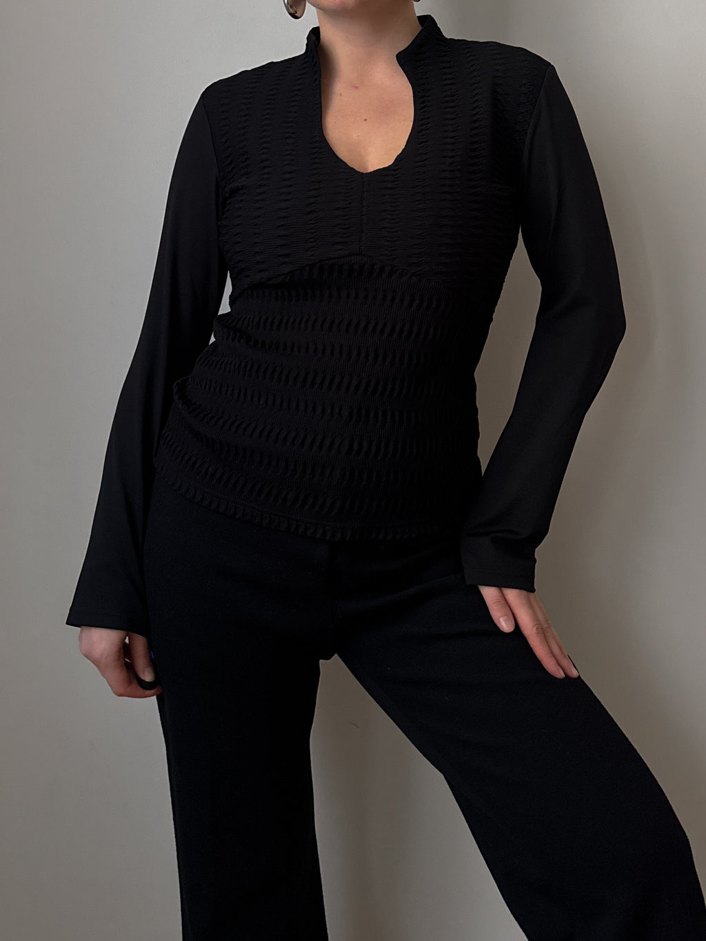 Stretch jersey black top