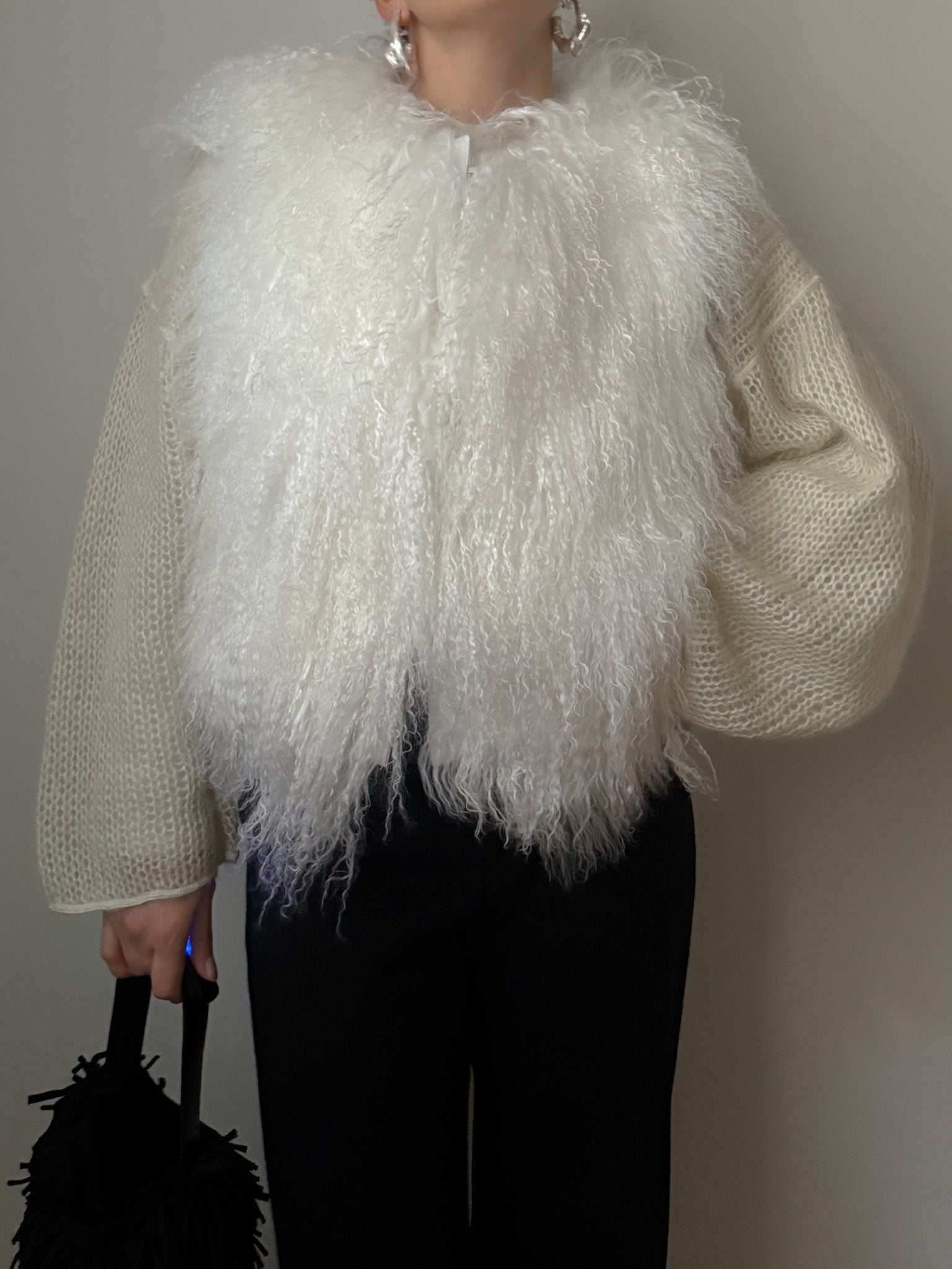 Real mongolian white vest