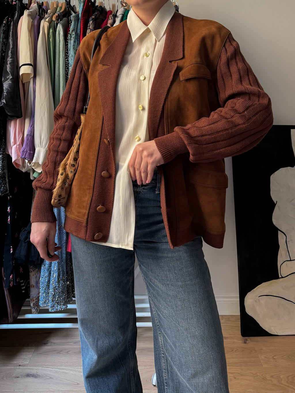 Wool and suede caramel jacket