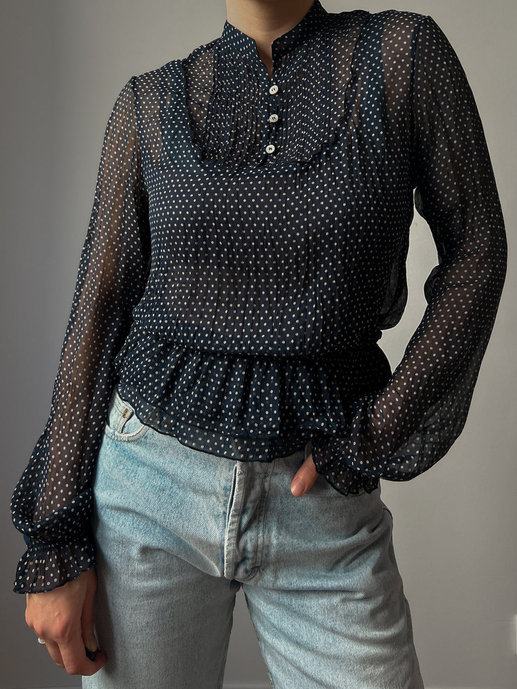 Pure viscose pois blouse