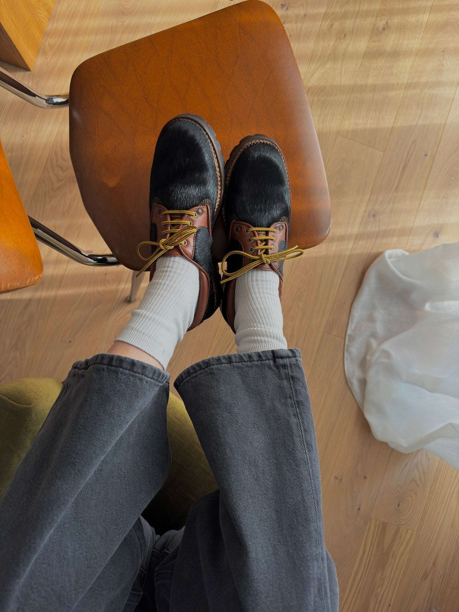 Leather and ponyskin shoes