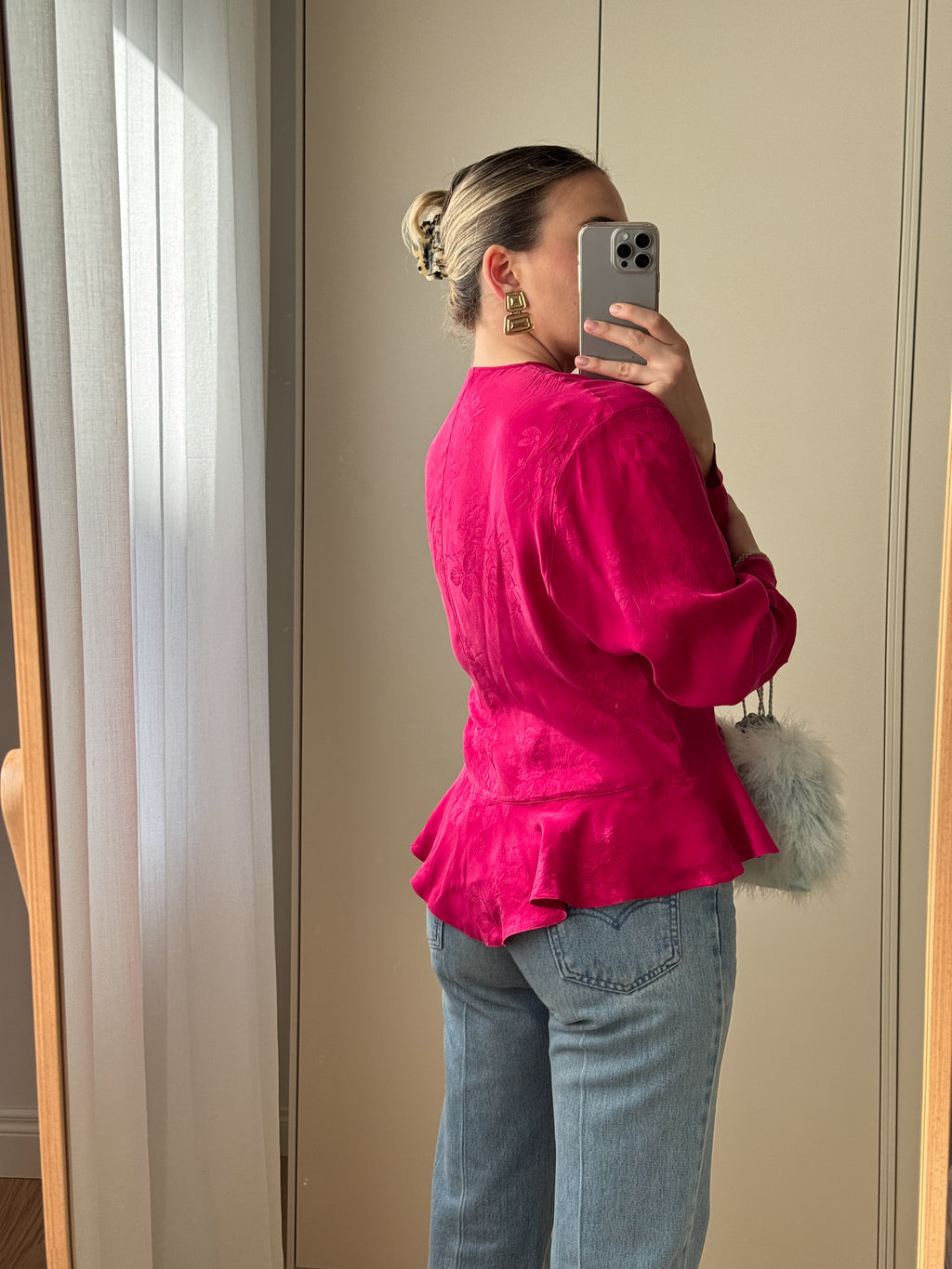 Pure silk cyclamen blouse