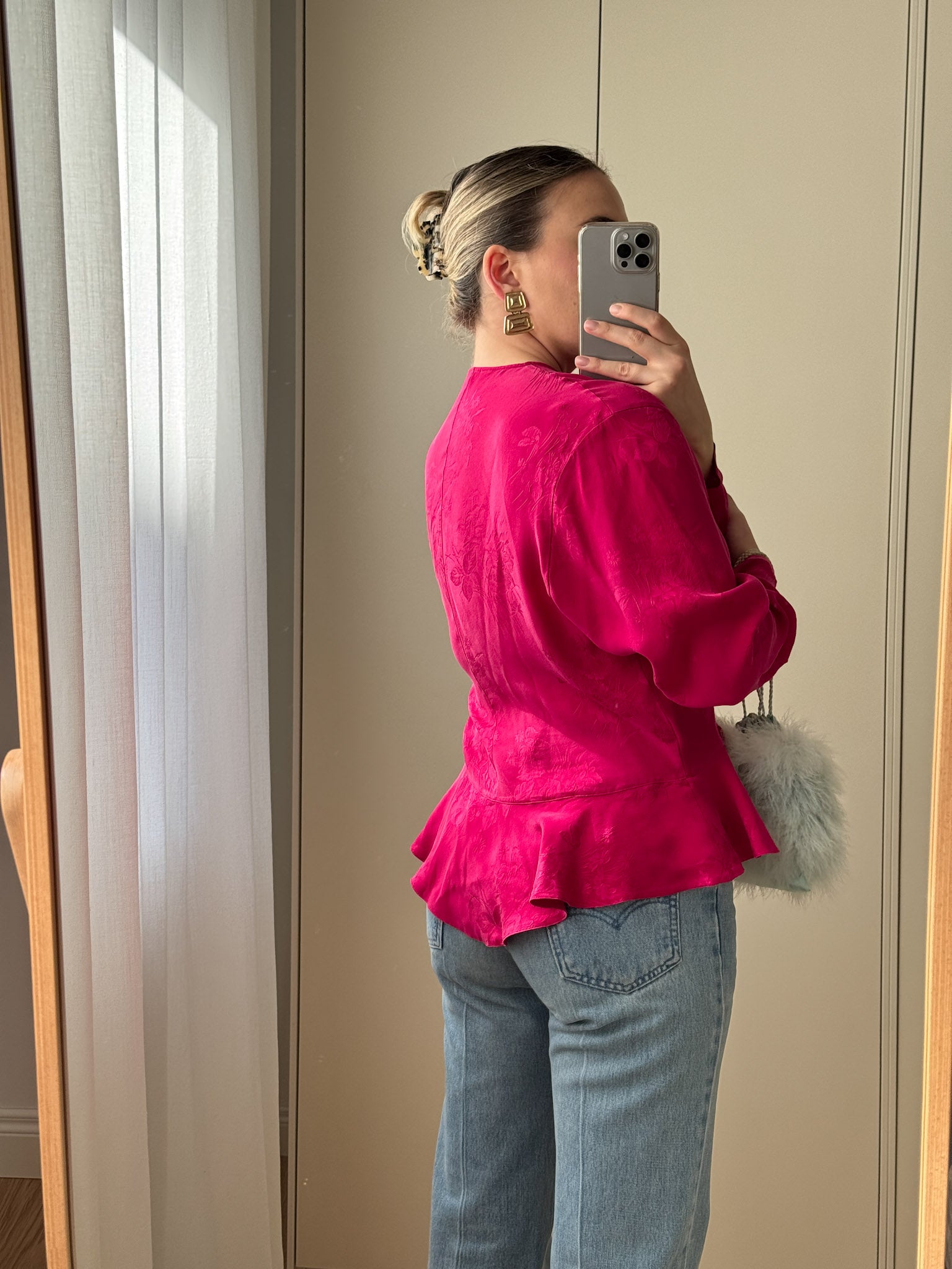 Pure silk cyclamen blouse