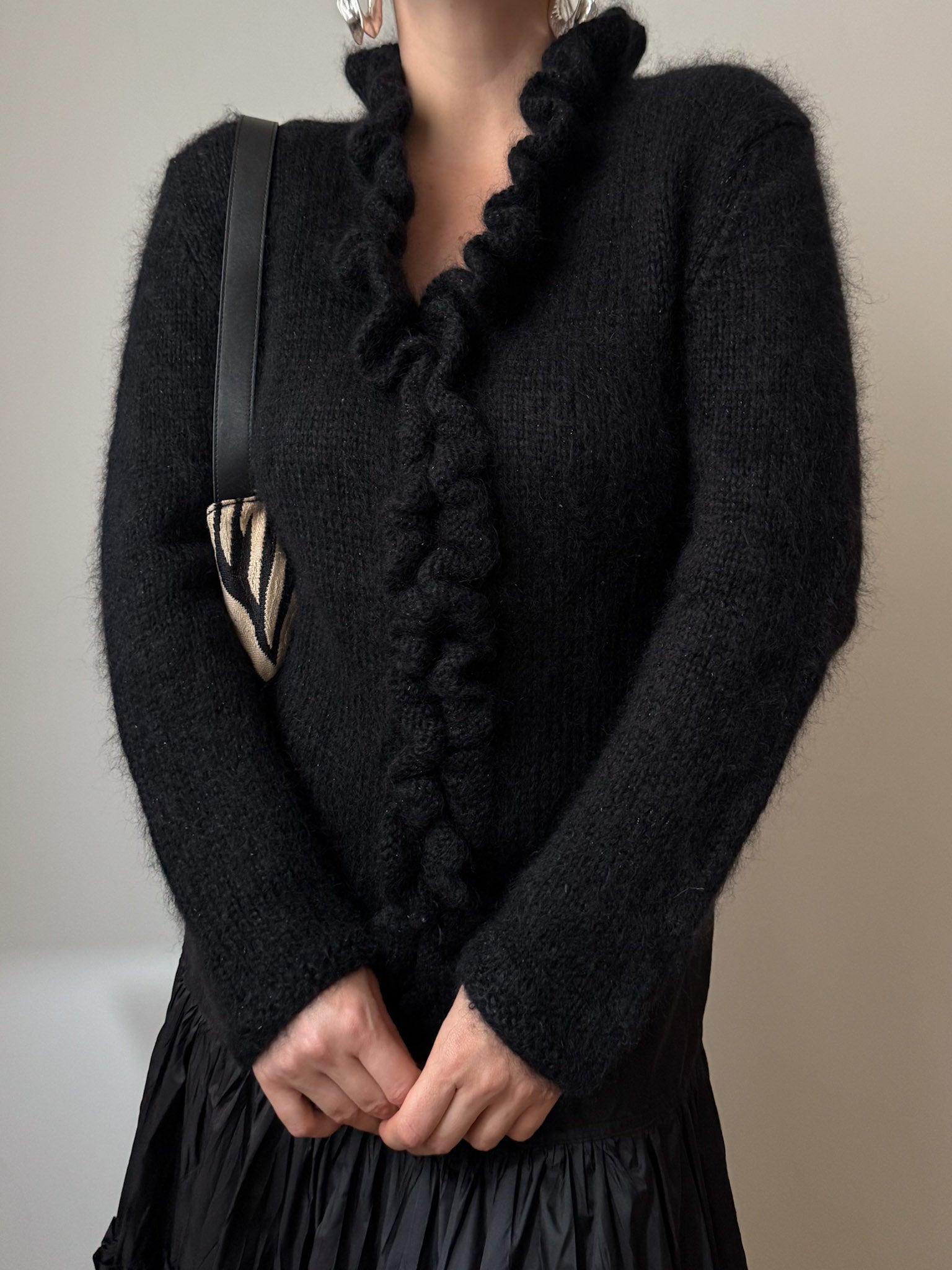 Angora and mohair black cardigan