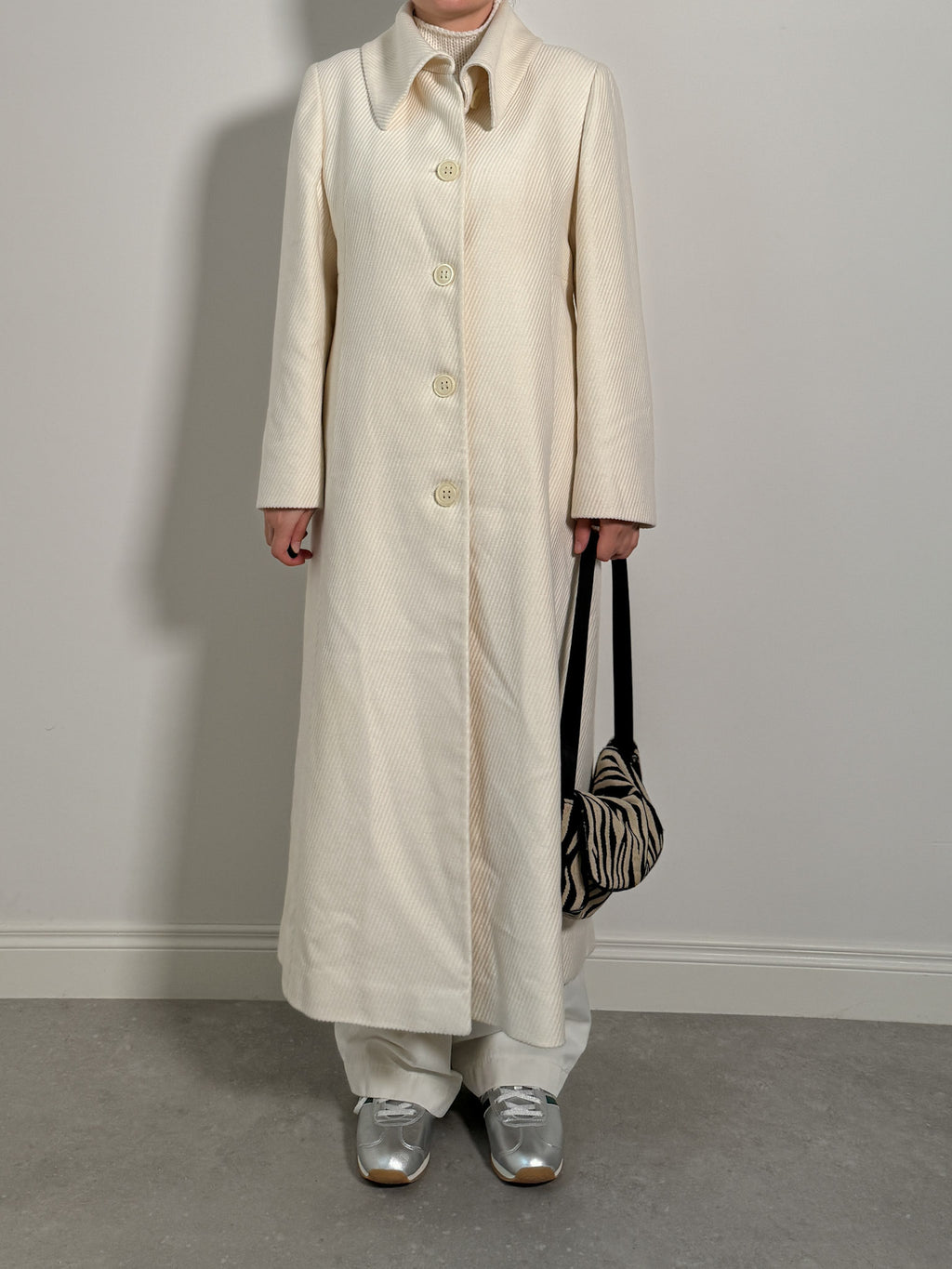 Cotton and virgin wool ivory coat