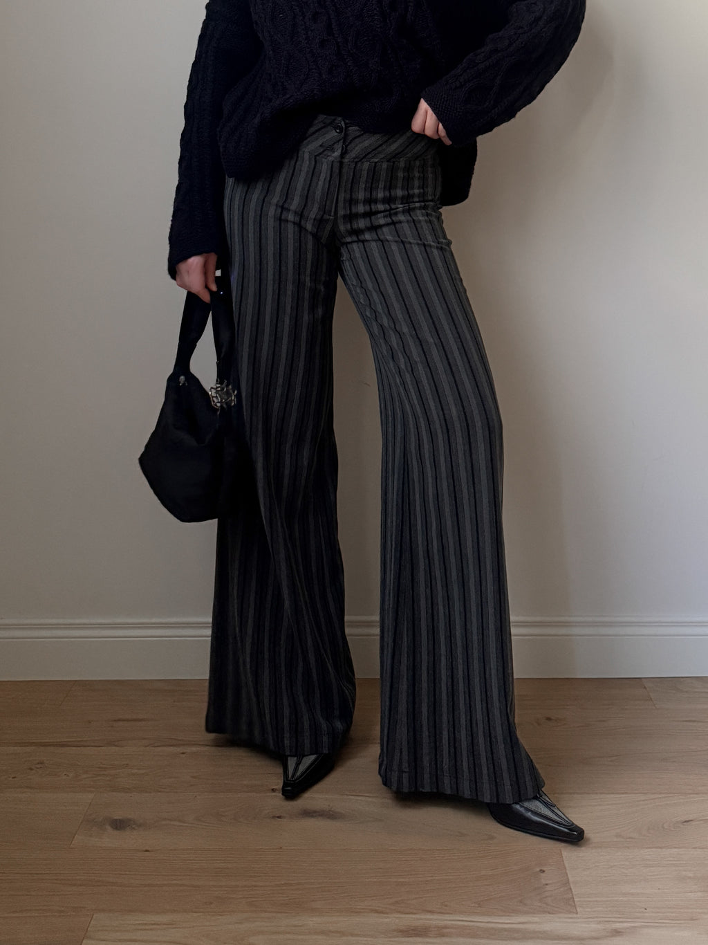 Wool and cotton striped pants