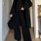 Suede and fur black coat