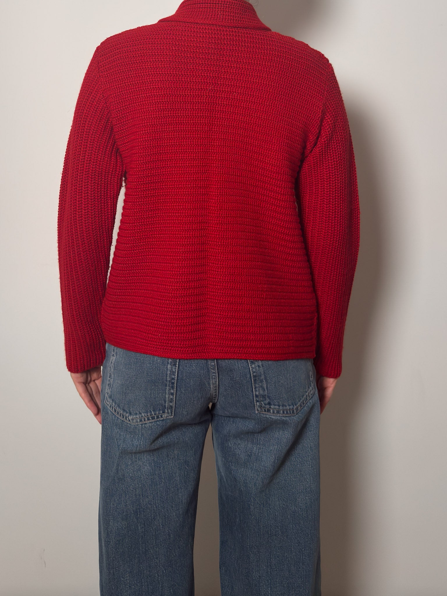 Wool blend red cardigan