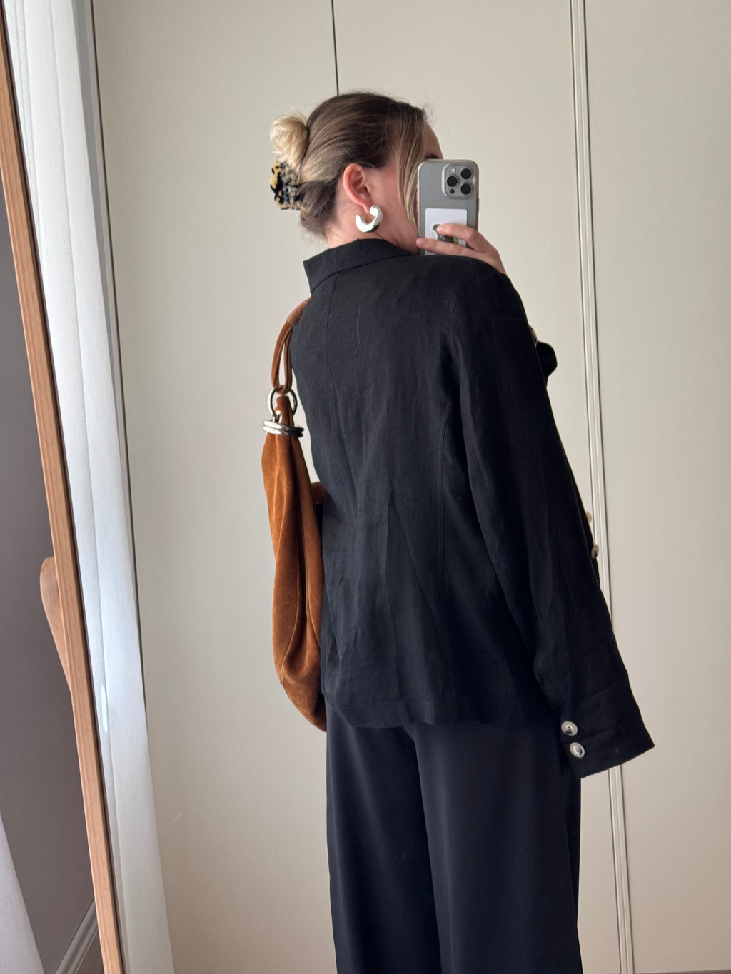 Pure linen black jacket