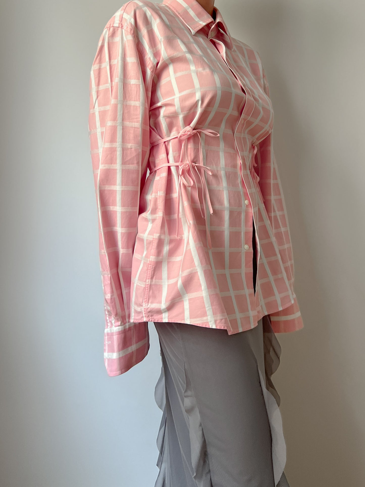 Isotta check pink cotton