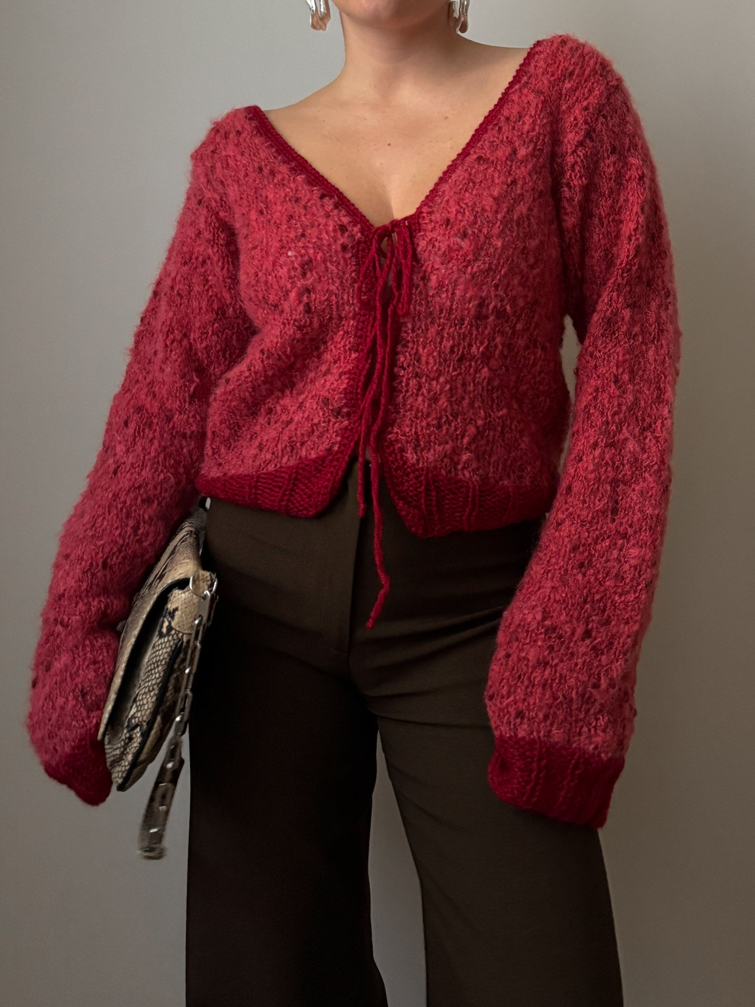 Pure wool embroidered strawberry cardigan