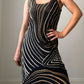 Pure viscose black and beige dress