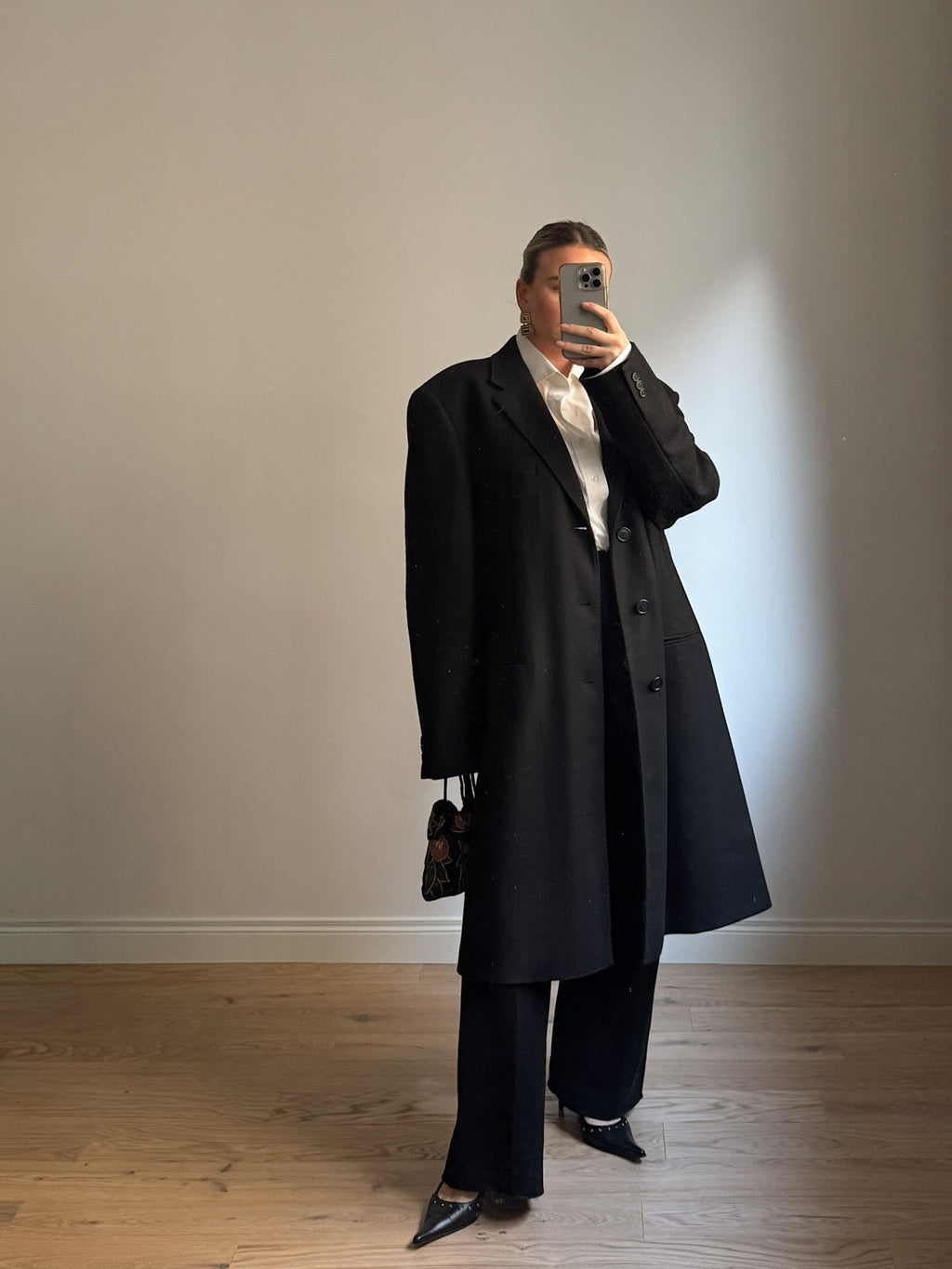 Lebole wool and cashmere black man coat