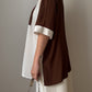 Silk blend ivory and chocolate shirt