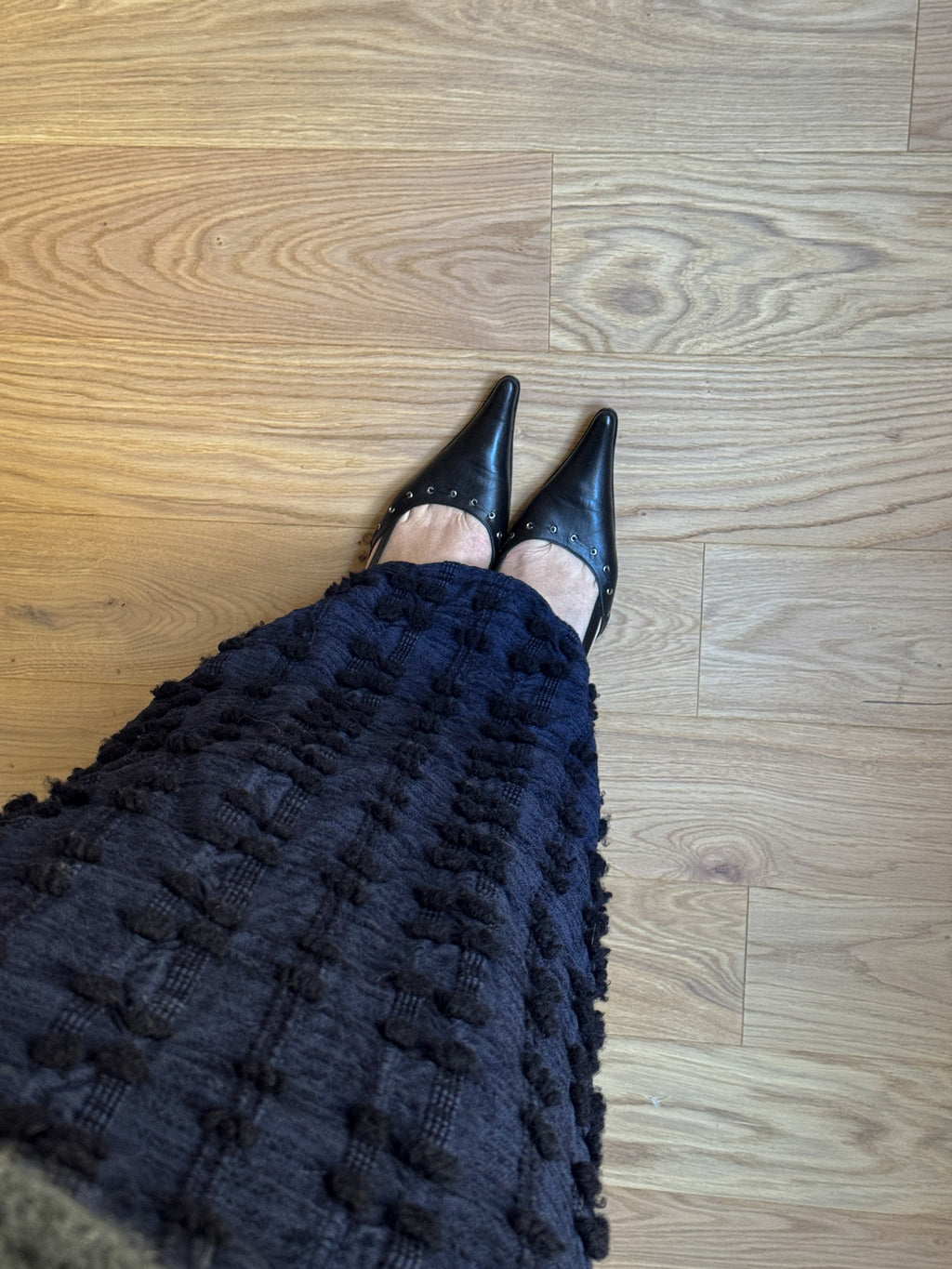 Textured cotton blue skirt