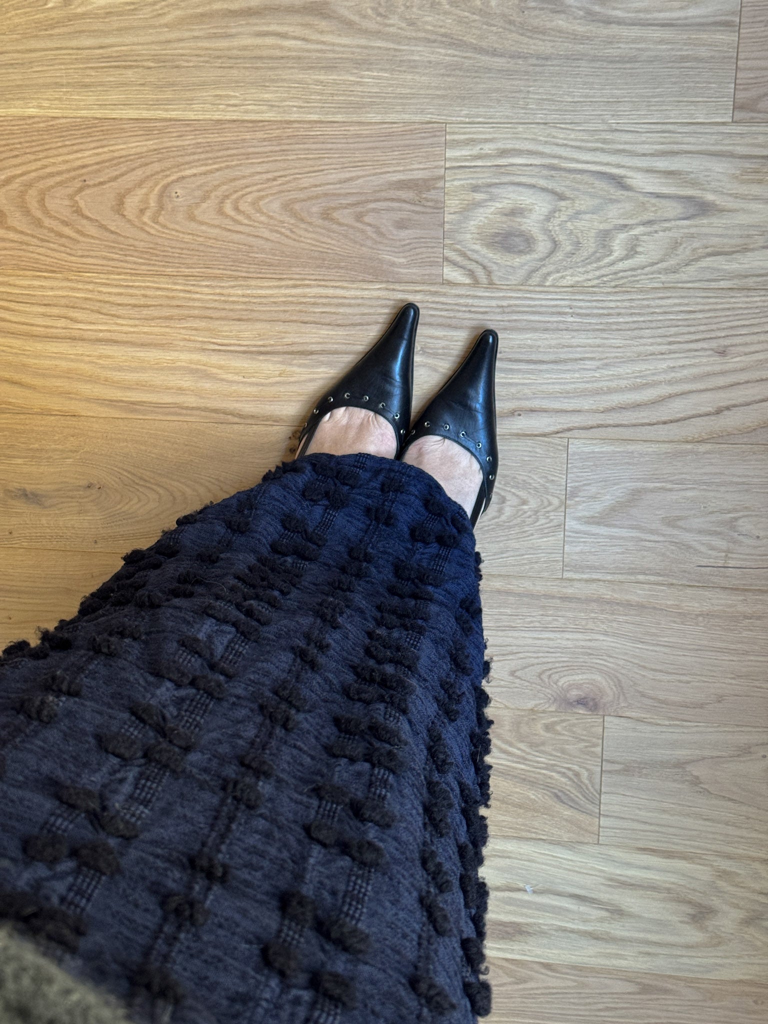 Textured cotton blue skirt