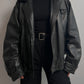 Real leather black aviator jacket