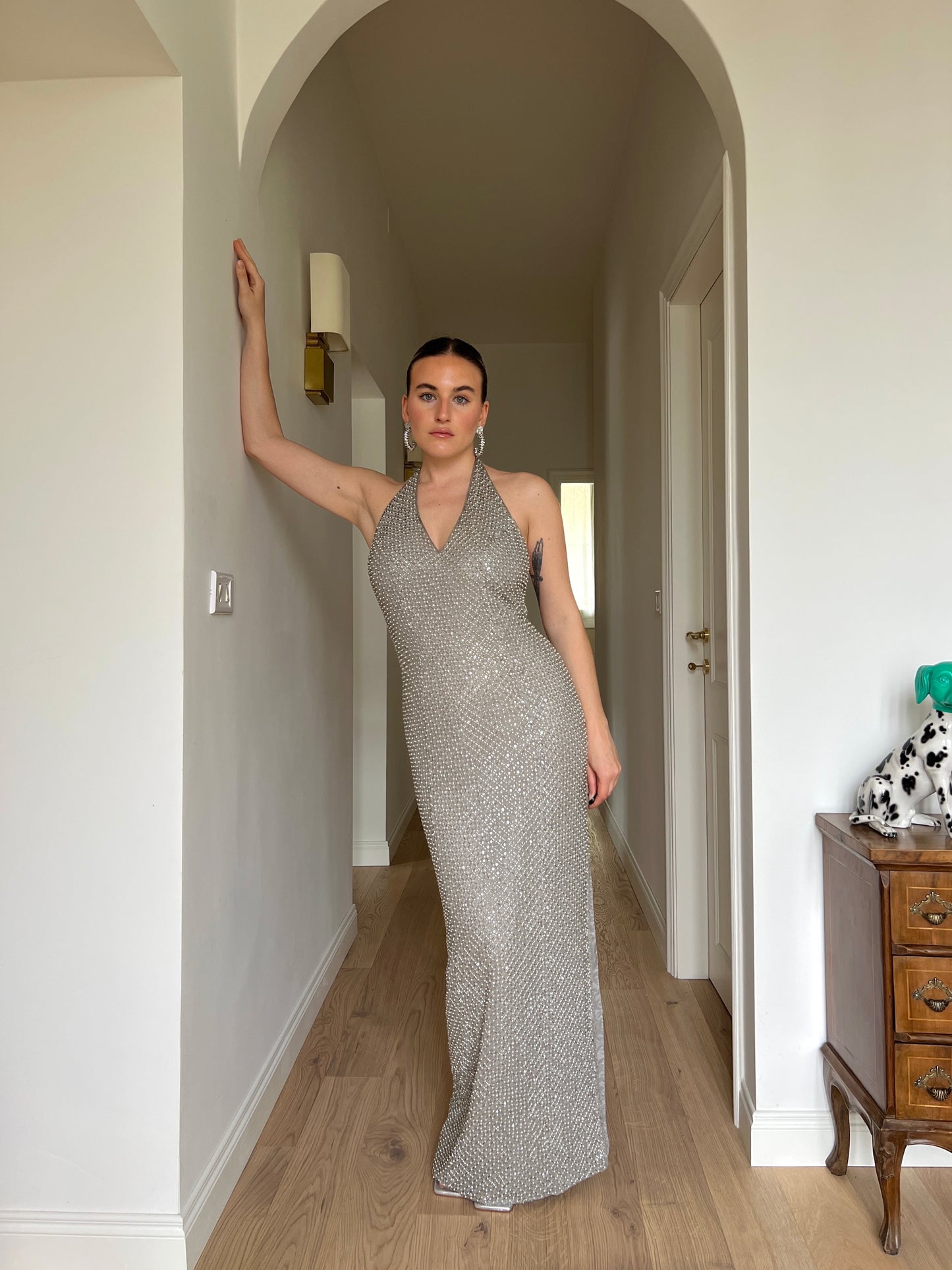 Tailored silver long dress