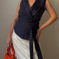 Max Mara pure linen blue top