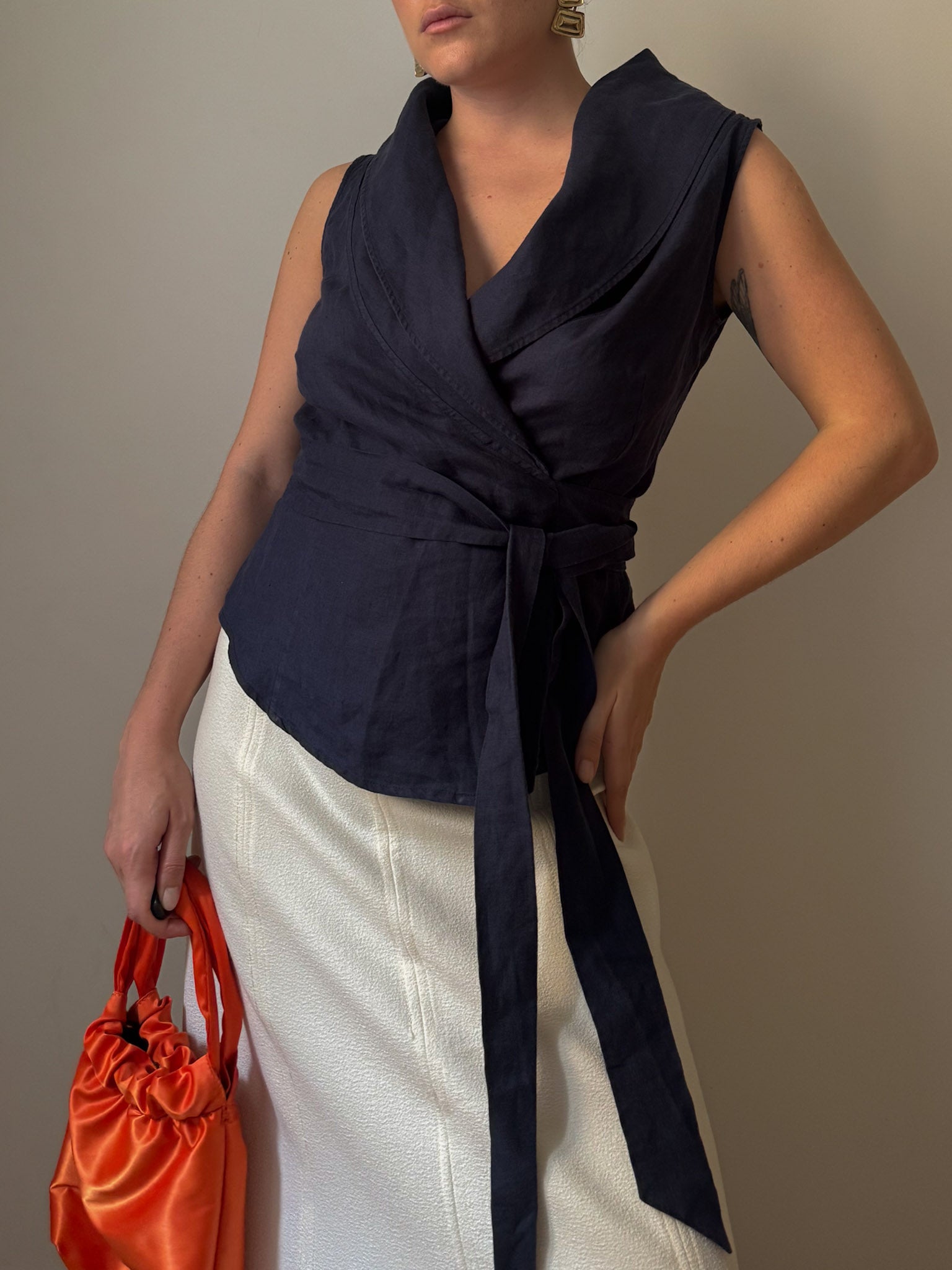 Max Mara pure linen blue top