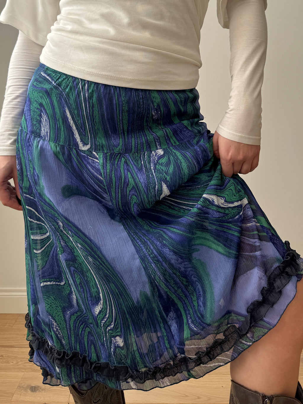 Pure viscose printed skirt