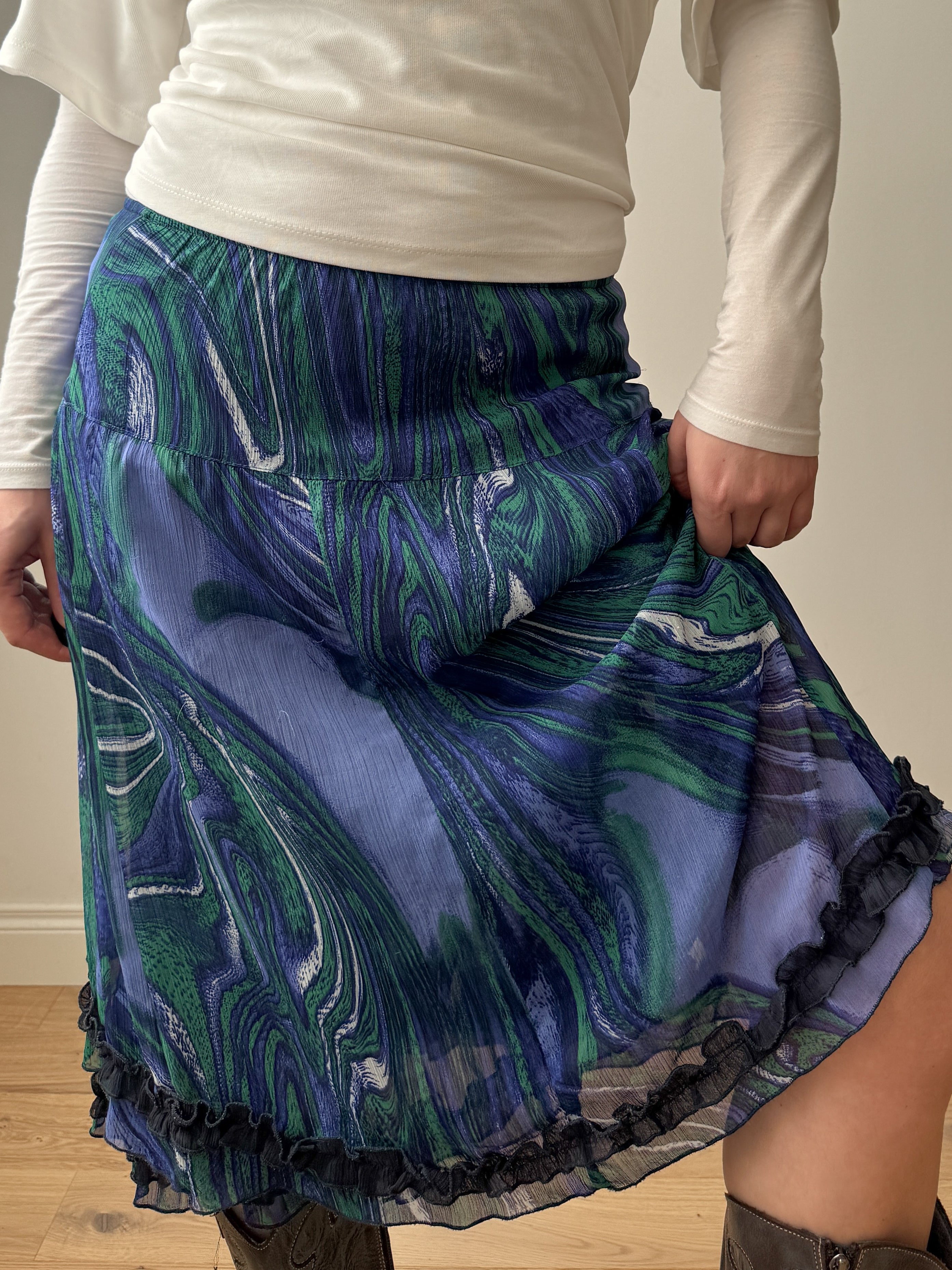 Pure viscose printed skirt