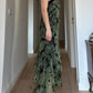 Pure silk black and green dress