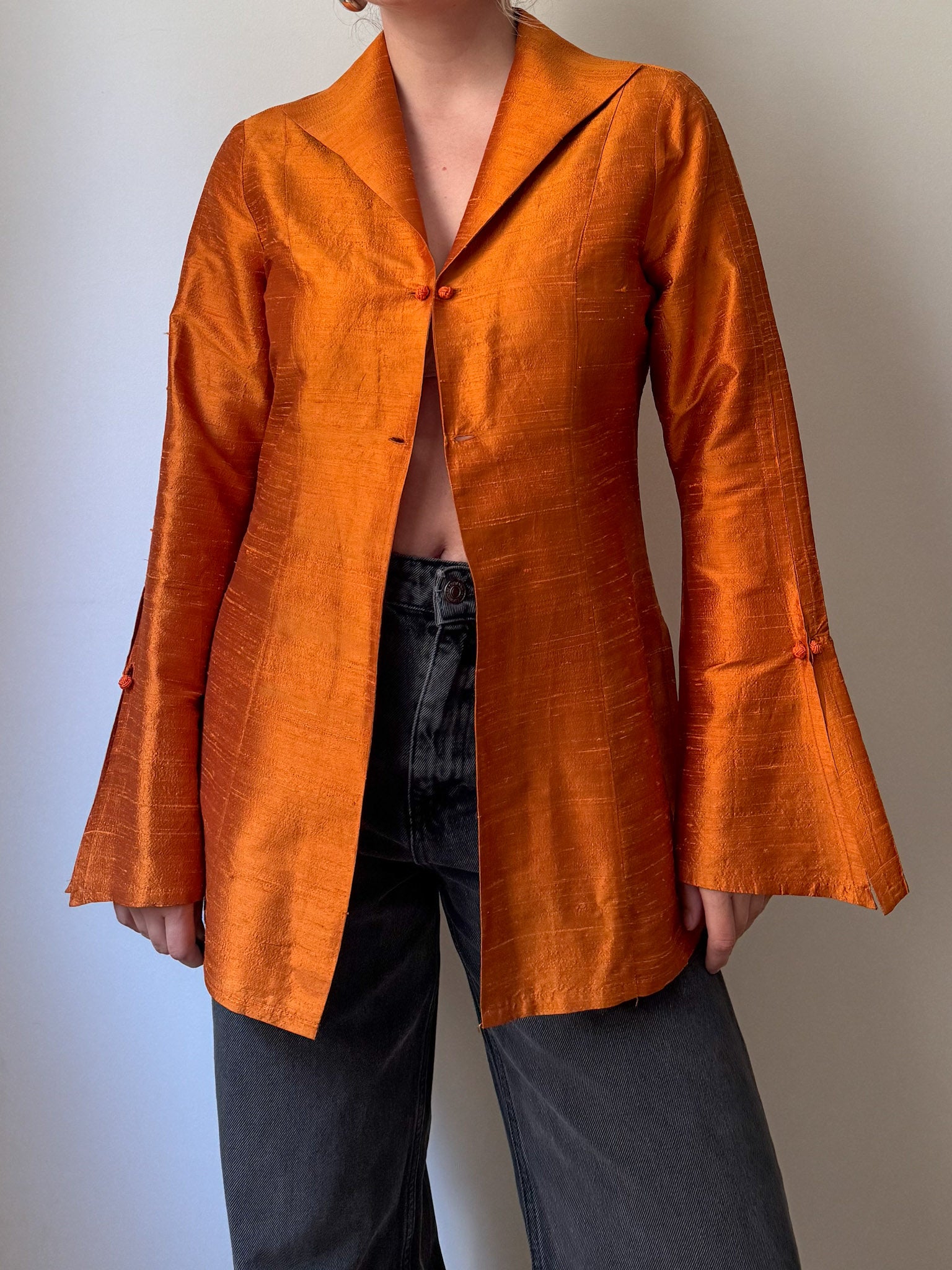 Shantung silk orange blouse