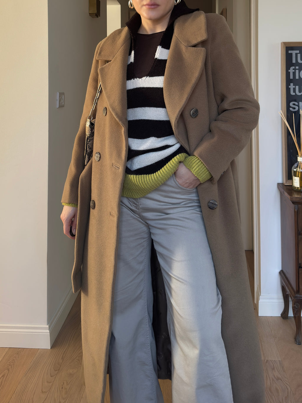 Pure wool camel long coat
