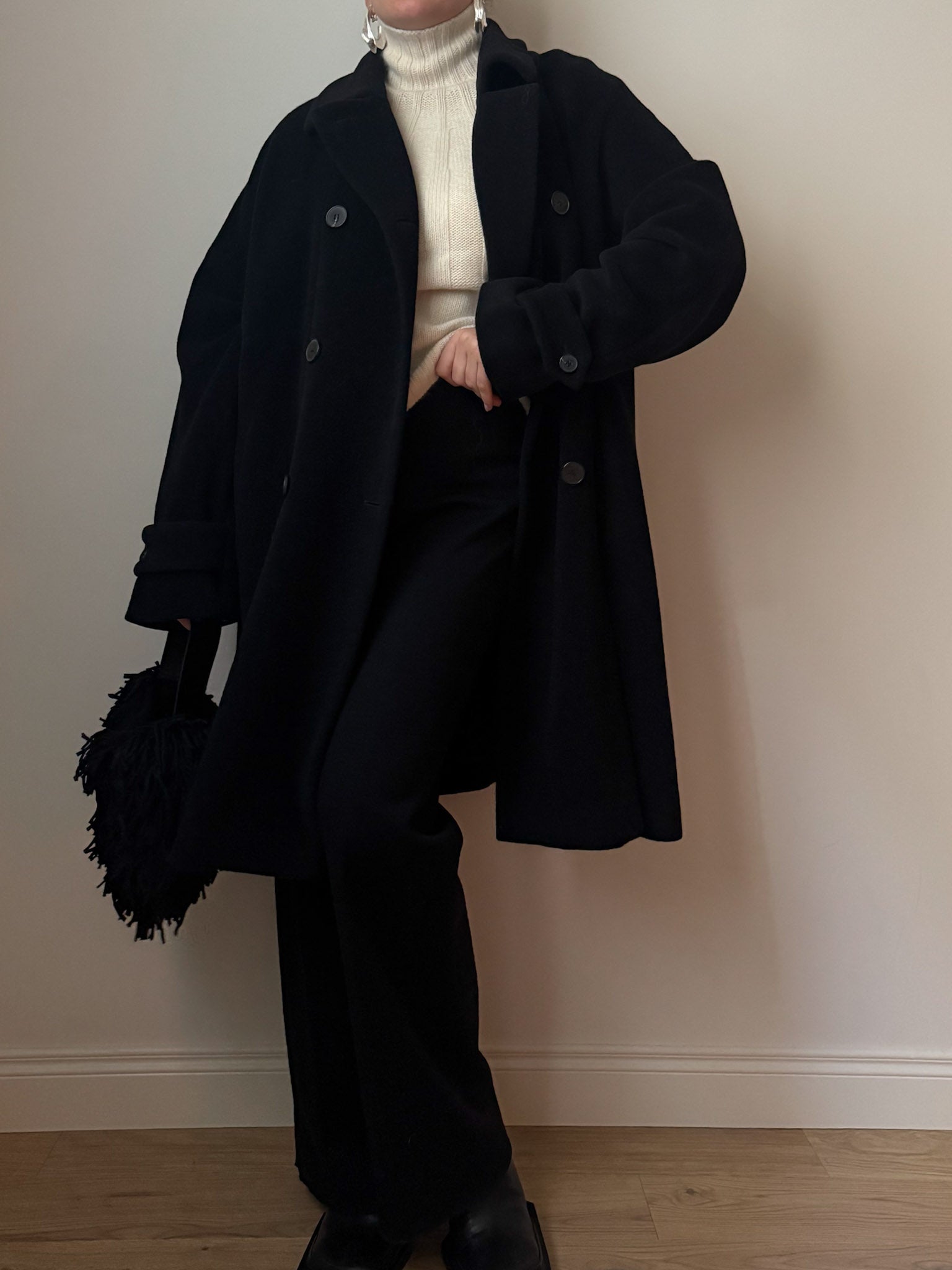 Pure virgin wool black coat