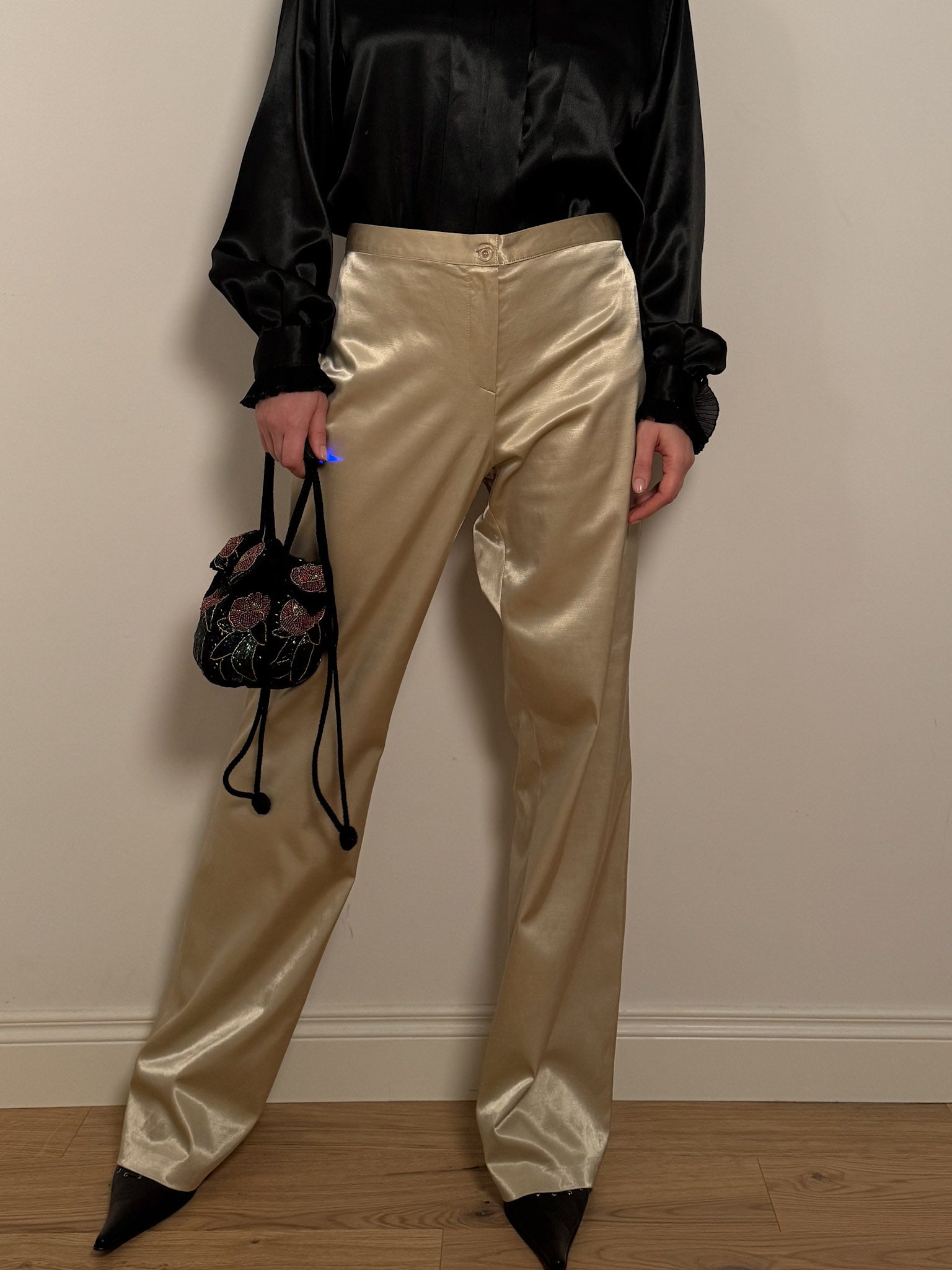 Viscose and cotton gold pants