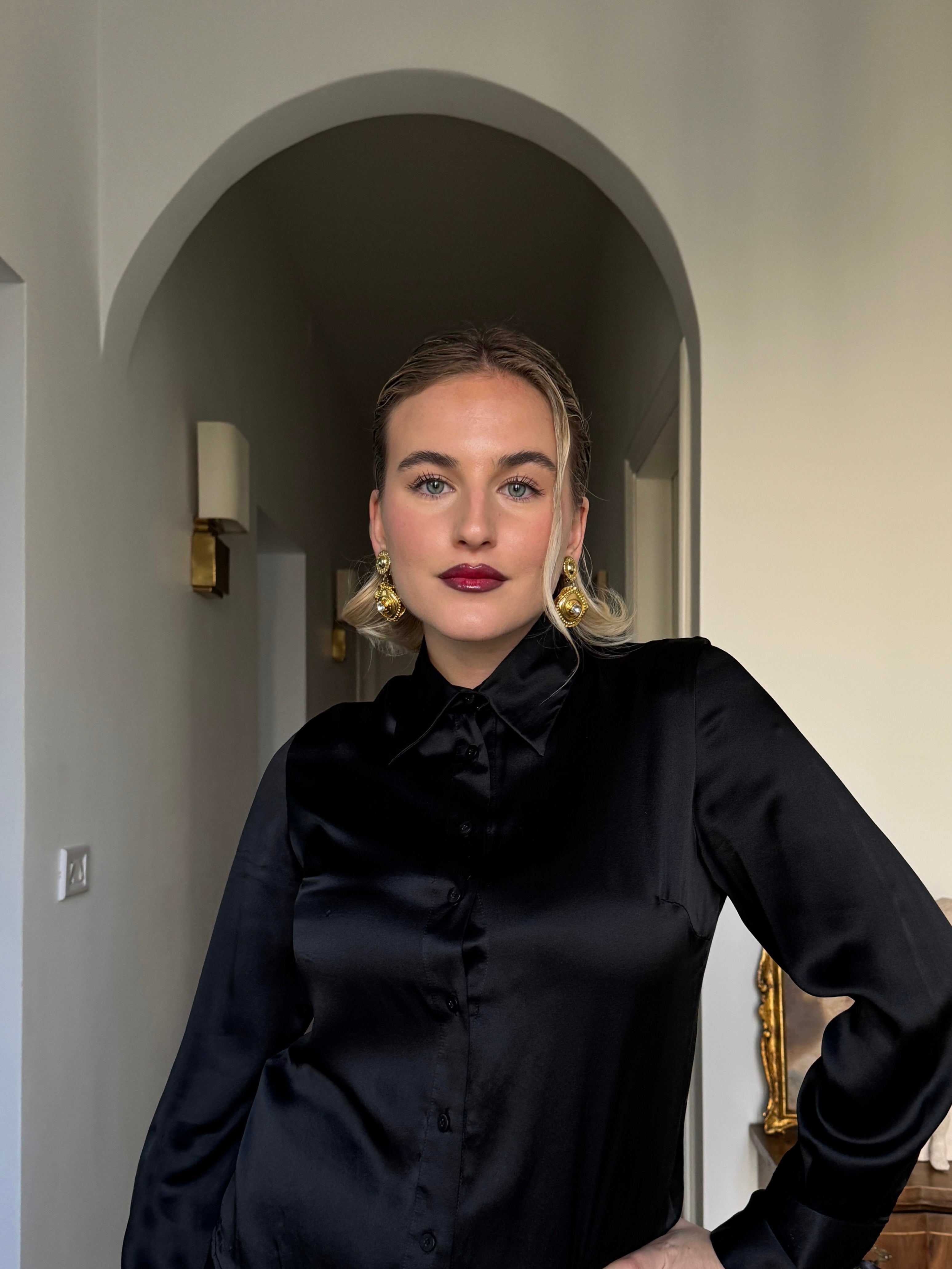 Pure silk black shirt
