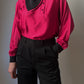 Pure silk black and cyclamen blouse