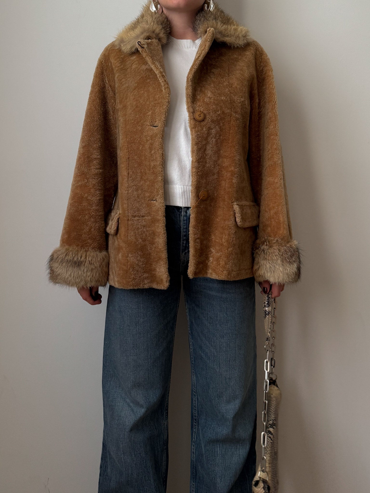 Real shearling and fur jacket