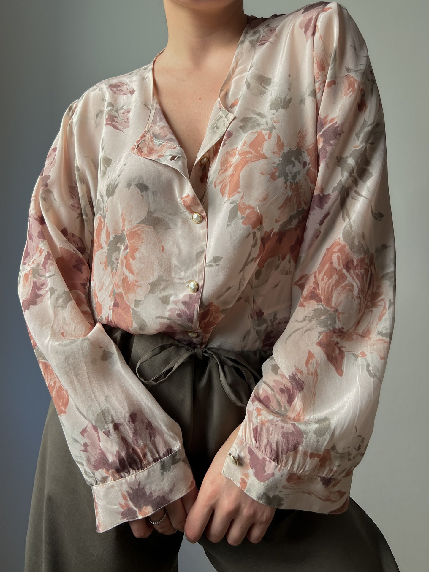 Silk blend floral blouse