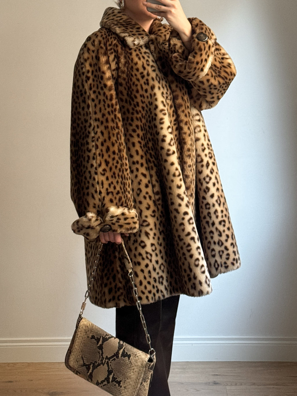 Faux fur leopard coat
