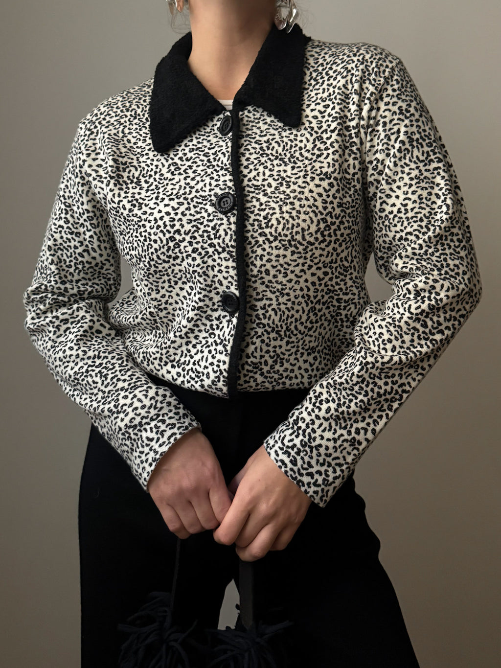 Merino wool animalier cardigan