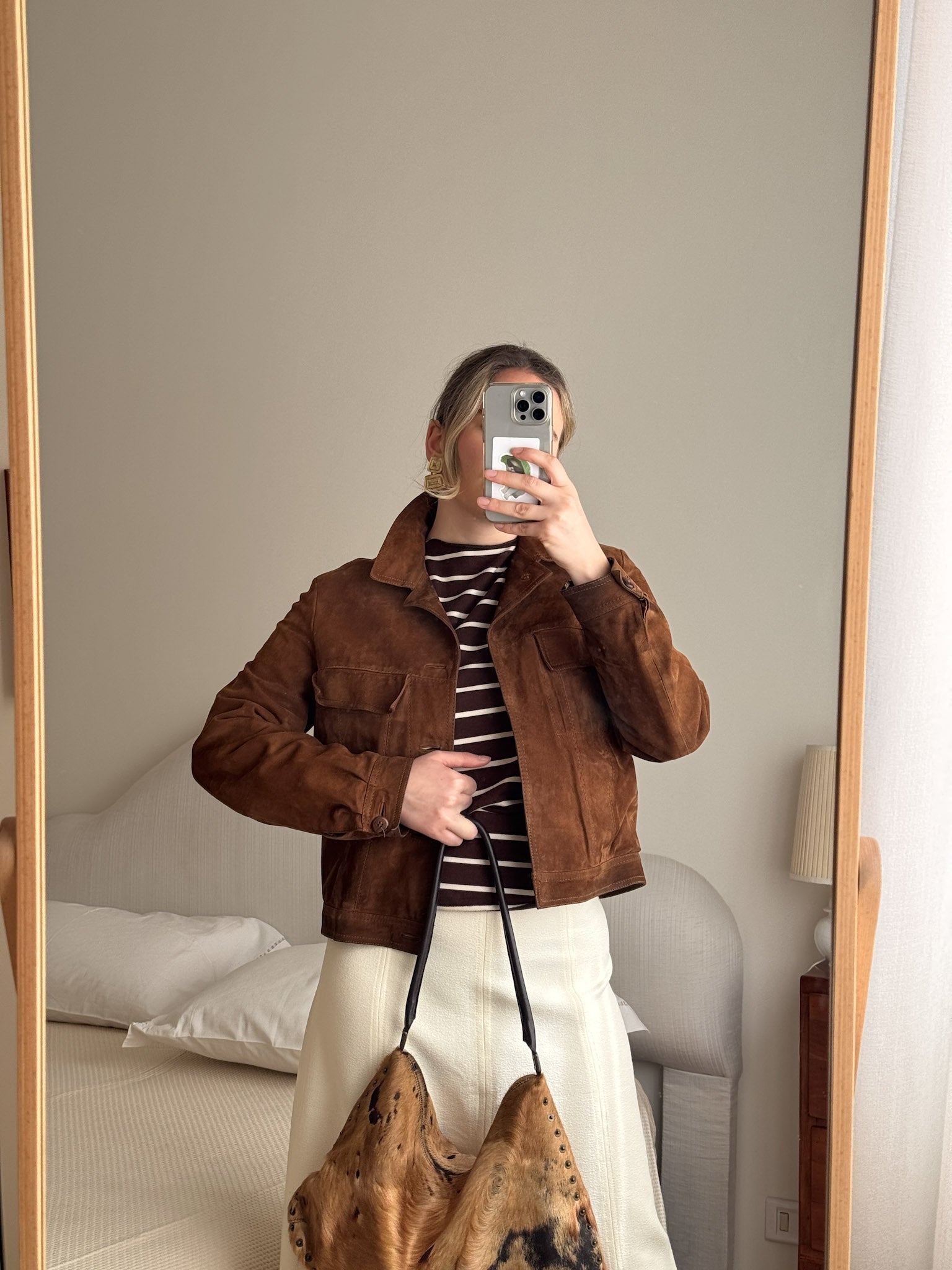 Real suede cropped jacket
