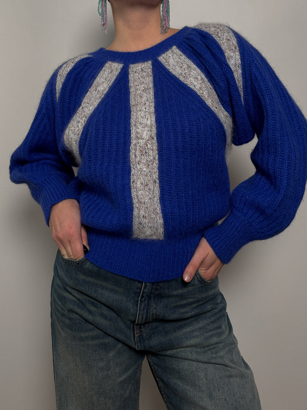 Wool and angora blue pull